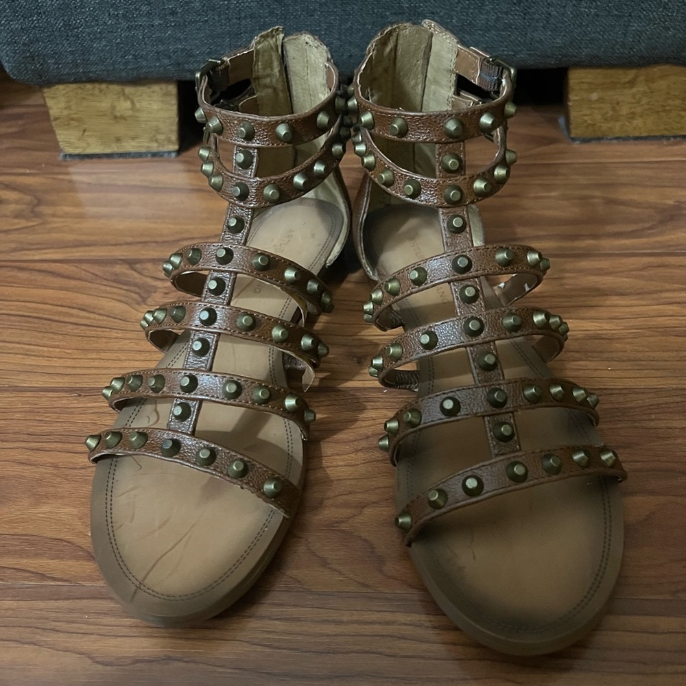 Studded Brown Gladiator Sandals
